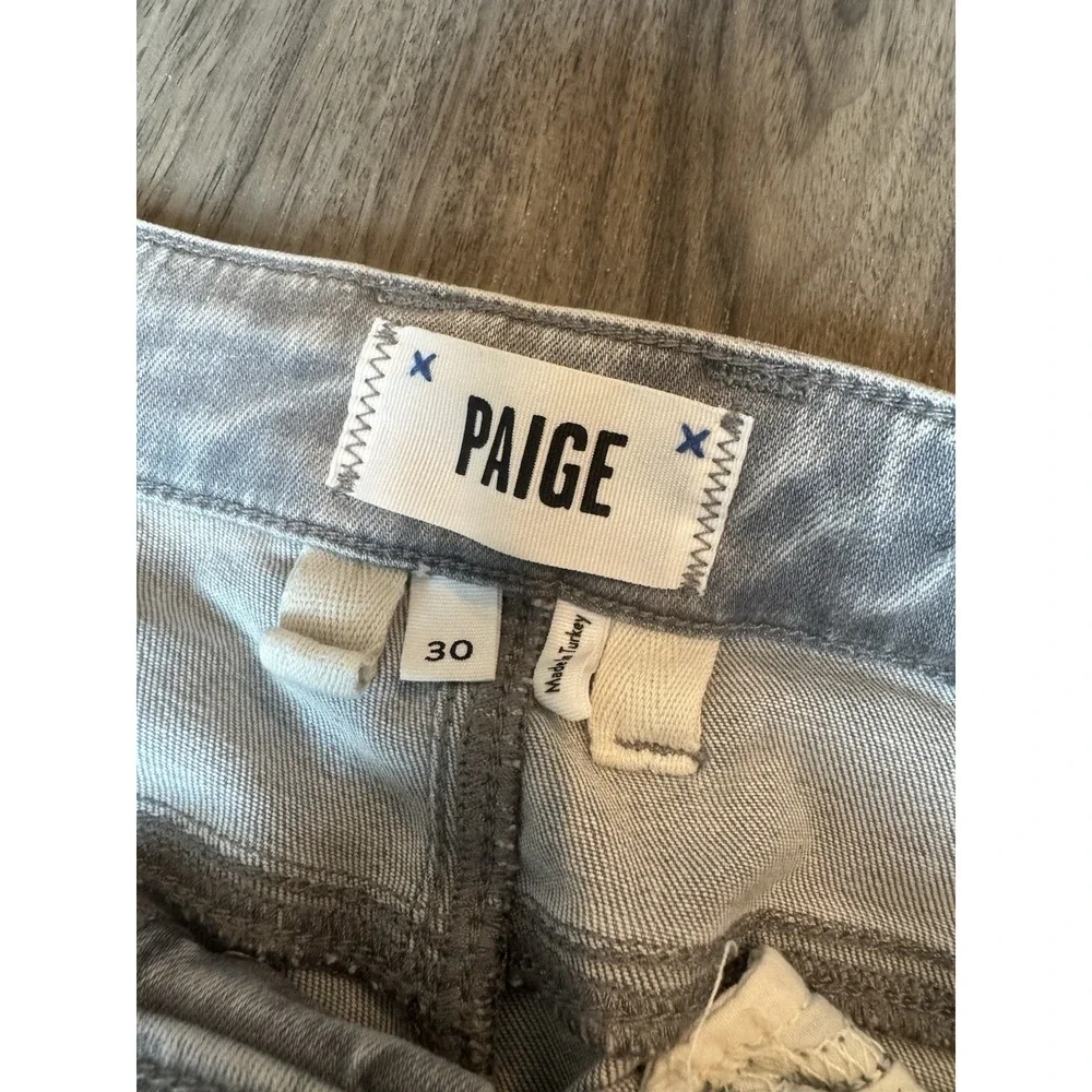 PAIGE Cindy‎ Cropped Boyfriend Jeans 30 Faded Asphalt Button Fly Raw Hem $258